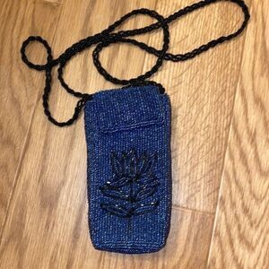 Millicent Fine Handbags/Crossbody Purse Dark Navy & Black  Beaded
